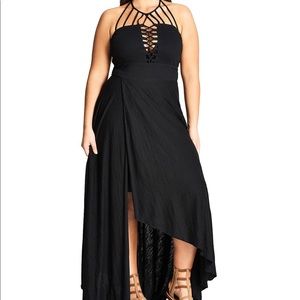 City Chic Plus Strappy High/Low Maxi Dress